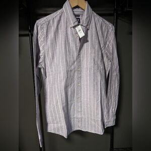 GAP Men's Striped Button Down Shirt - White and Purple